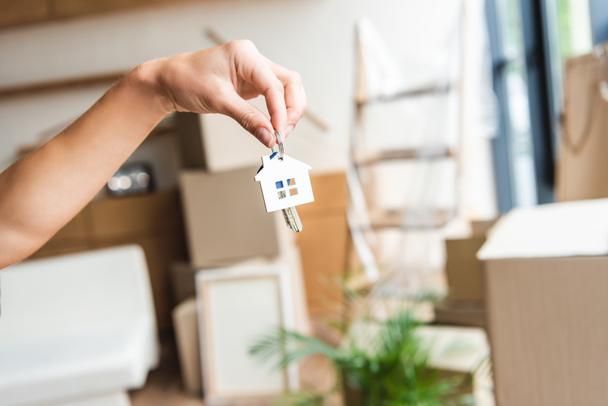 cropped shot of owner holding keys from new house - Photo, Image